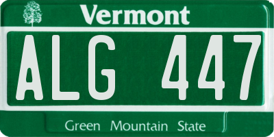 VT license plate ALG447