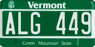 VT license plate ALG449