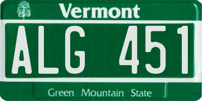 VT license plate ALG451