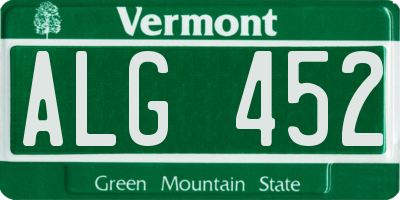 VT license plate ALG452