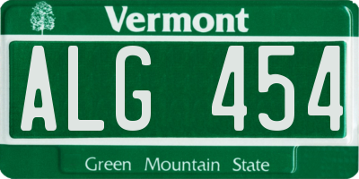 VT license plate ALG454