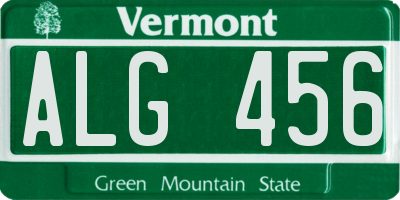 VT license plate ALG456