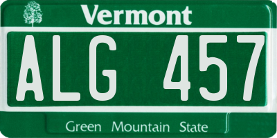 VT license plate ALG457