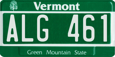 VT license plate ALG461