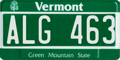 VT license plate ALG463
