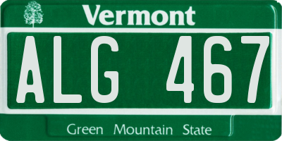 VT license plate ALG467