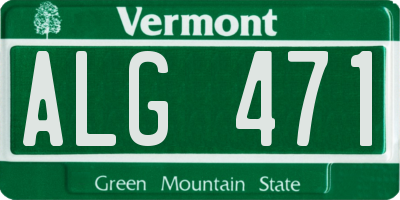 VT license plate ALG471