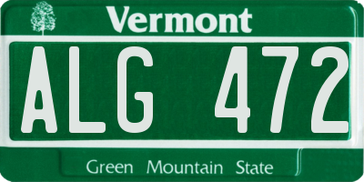 VT license plate ALG472