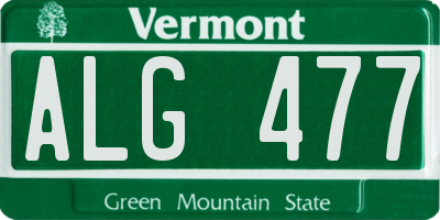 VT license plate ALG477