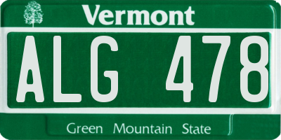 VT license plate ALG478