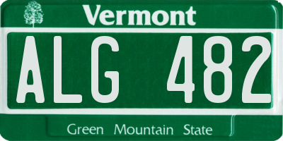 VT license plate ALG482