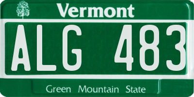 VT license plate ALG483
