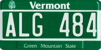 VT license plate ALG484