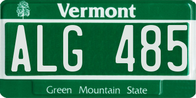 VT license plate ALG485