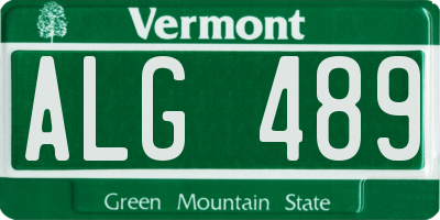 VT license plate ALG489