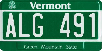 VT license plate ALG491