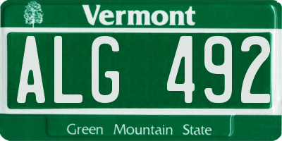 VT license plate ALG492