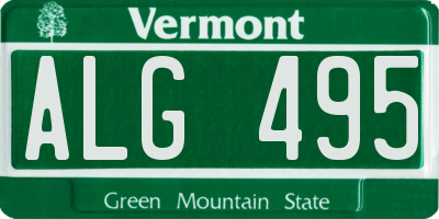 VT license plate ALG495