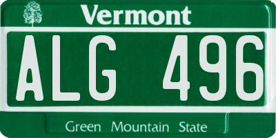 VT license plate ALG496