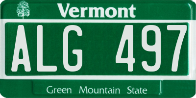 VT license plate ALG497