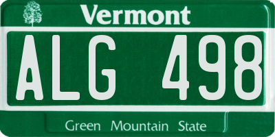 VT license plate ALG498
