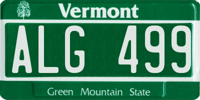 VT license plate ALG499