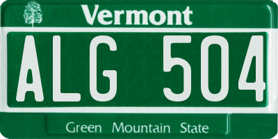 VT license plate ALG504