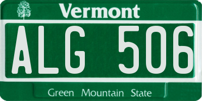 VT license plate ALG506