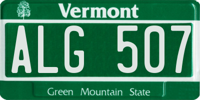 VT license plate ALG507