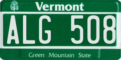 VT license plate ALG508