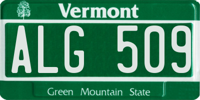 VT license plate ALG509