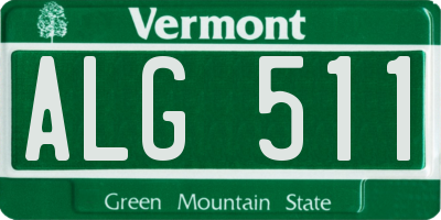 VT license plate ALG511