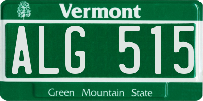 VT license plate ALG515