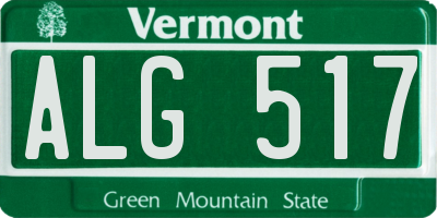 VT license plate ALG517