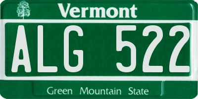 VT license plate ALG522