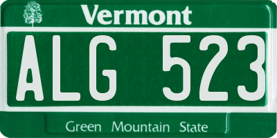 VT license plate ALG523