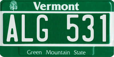 VT license plate ALG531