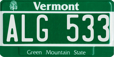 VT license plate ALG533