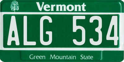 VT license plate ALG534