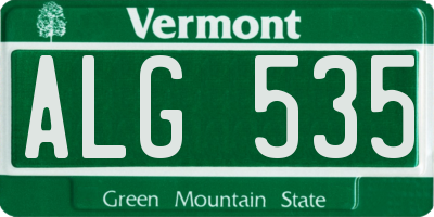 VT license plate ALG535