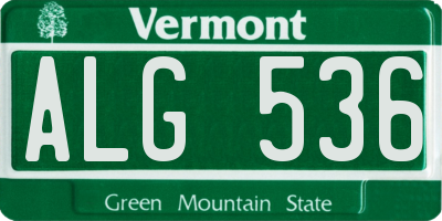 VT license plate ALG536