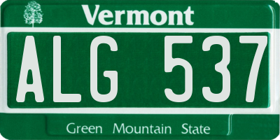VT license plate ALG537