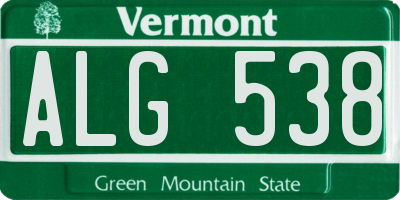 VT license plate ALG538