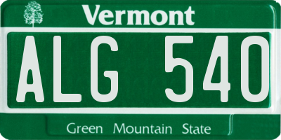 VT license plate ALG540