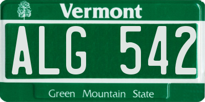 VT license plate ALG542