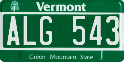 VT license plate ALG543