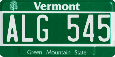 VT license plate ALG545