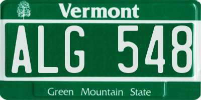 VT license plate ALG548