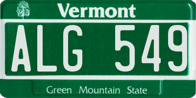 VT license plate ALG549