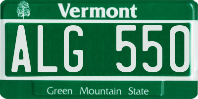 VT license plate ALG550